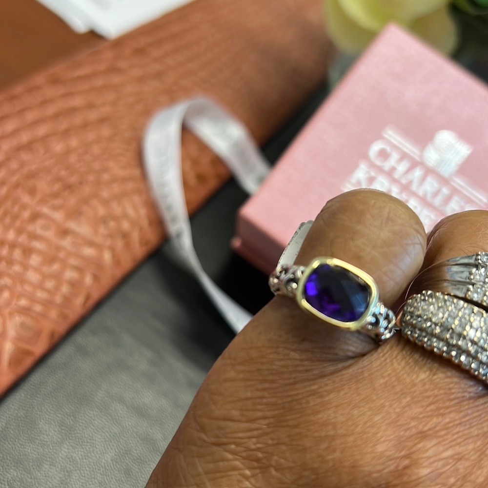 Pretty perfect Amethyst ring by Charles Kryprell, NY.